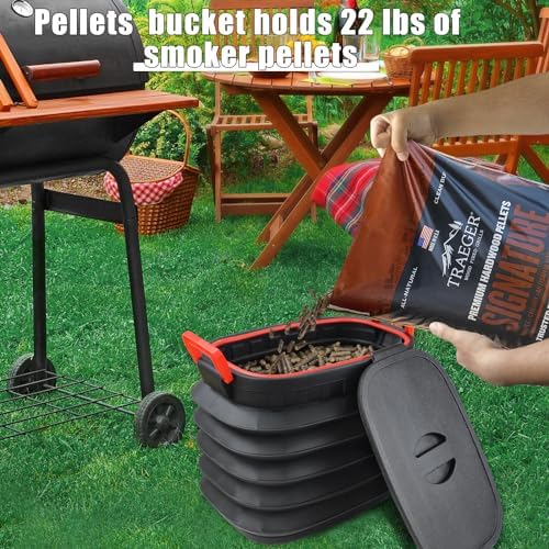 TNNTOPELE Wood Pellet Storage Containers with Scoop & Stickers Kit - Pellet Bin Pellet Bucket - Pellet Containers for Grill Pellet - Smoker Pellet Storage Pellet Grill Accessory - Black - Image 3