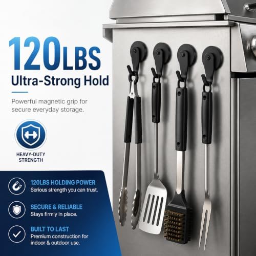 G42XJ 120Lbs+ Magnetic Hooks & Rubber Base for Pit Boss Traeger Grill, 4-Pack - Image 3