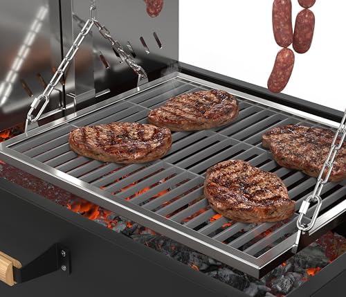KoolMore 92 in. Charcoal and Wood BBQ Grill, Santa Maria Argentine Style Grill with Dual Adjustable Grate, Heavy Duty, in Black - Image 7