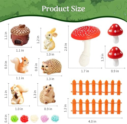 Mini Fairy Garden Accessories Outdoor Squirrel Hedgehog Bunny & Mushroom - Image 2