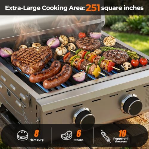 Electactic 20000 BTUs Portable Tabletop Gas Grill, 2 Burners Propane BBQ - Image 3