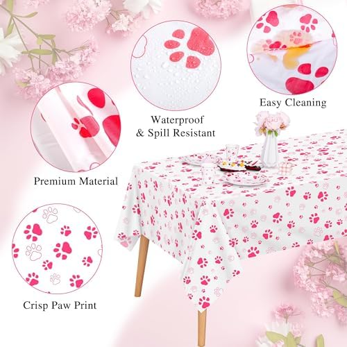 Kochorie 121 Pieces Pink Dog Paw Print Party Supplies Tableware Set - Image 4