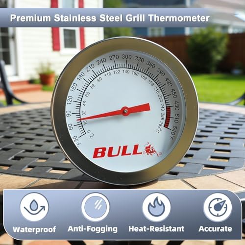 16509 BBQ Grill Thermometer Gauge for Bull Grills, 2.56" Diameter - Image 4