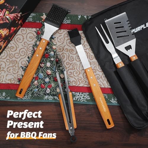 PURPLEBIRD Grill Utensils Set with Brush,Grilling Tools Set with Bag Apron - Image 6
