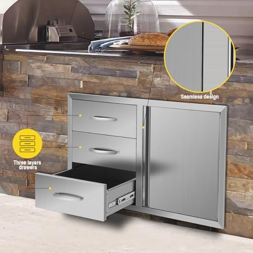 Outdoor Kitchen Drawer Combo, BBQ Access Trash Drawer Combo With Stainless Steel, Outdoor Kitchen Trash Drawer For BBQ Island, Grilling Station, Outside Cabinet,G3 - Image 6