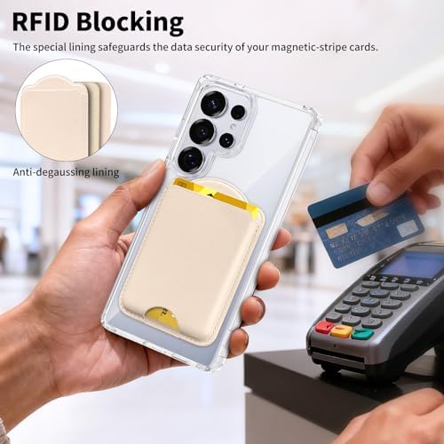 Magnetic Wallet for Samsung Galaxy S26 S25 S24 Series, Fold 8 Ultra with Magsafe Case, for iPhone 18-12 Series, RFID Blocking Leather Magnetic Card Holder | Holds 3 Cards | Desert Gold - Image 4