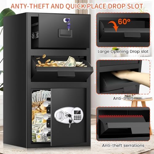 5.8 Cuft Large Drop Safe for Business with drawer, Anti-Theft Safe for Cash - Image 5