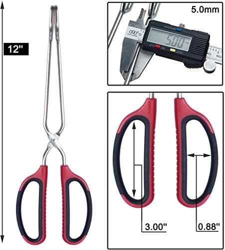 HINMAY Stainless Steel Scissor Tongs with Comfort-Grip Handle 12-Inch - Image 3