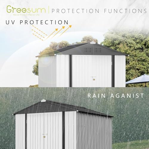 Greesum 6x4FT Outdoor Storage Shed, Utility Tool Shed, White - Image 4
