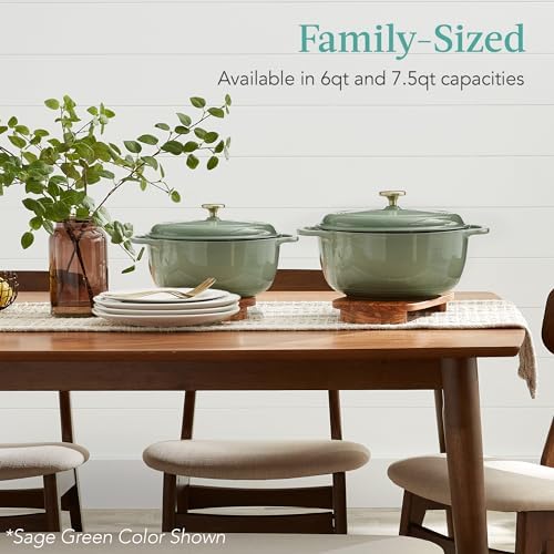 Best Choice Products 7.5 Quart Enamel Cast-Iron Round Dutch Oven, Family Style Heavy-Duty Pre-Seasoned Cookware for Home, Kitchen, Dining Room, Oven Safe w/Lid, Dual Handles - Blue - Image 4