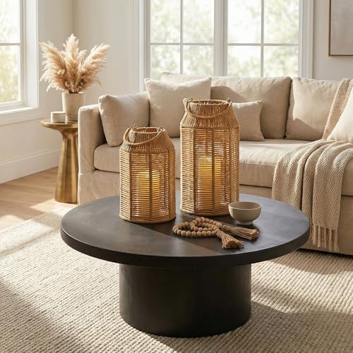 Natural Jute Boho Lanterns - Handcrafted Farmhouse Coffee Table Decor - Image 2