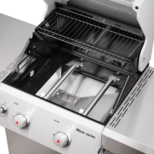 Monument Grills 2-Burner Stainless Steel Liquid Propane Gas Grill, Two Foldable Shelves Patio Garden Barbecue Grill with Clearview® Lid, Knob Control, Mesa200S with BBQ Cover - Image 6