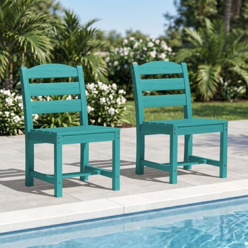 KINGYES Outdoor Armless Dining Chairs Set of 2,HDPE Patio Chairs,Aruba by KINGYES