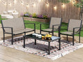 Greesum 4 Pieces Patio Furniture Set, Outdoor Conversation Sets for Patio, Lawn, Garden, Poolside with A Glass Coffee Table, Brown by BuynowfromGreesum