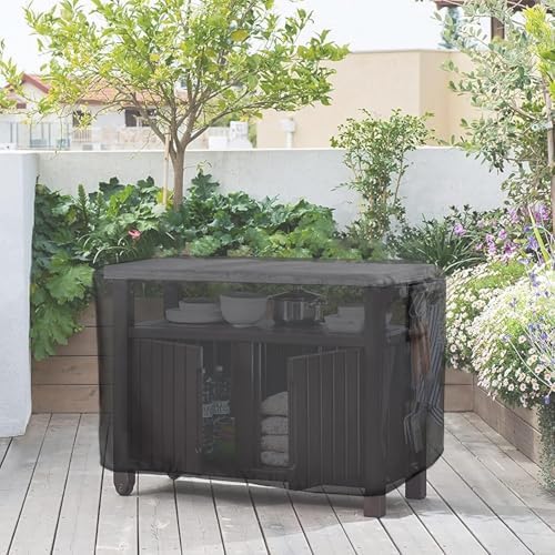 Prep Table Cover for Movable Dining Cart Table, 78inch Outdoor BBQ Cart Cover Bar Tool Cart Covers Cooler Covers - 78"L×36"W×43"H, Black - Image 2