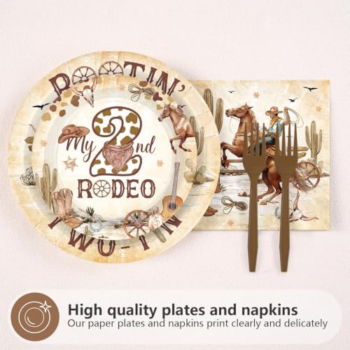 96Pcs Western Cowboy 2nd Birthday Party Decorations, Serves 24 - Image 3