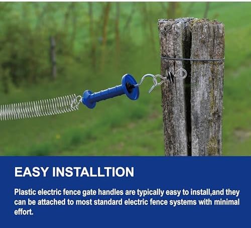 15 Pack Electric Fence Insulated Plastic gate Handle with Internal Spring and Double Ring end, Blue，for Electric Fence Gate Livestock Fence Agricultural Fencing and Pasture - Image 4