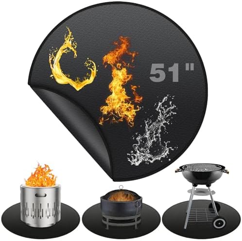 51" Fire Pit Mat for Solo Stove Bonfire - Round Fireproof Waterproof Under Grill Mat, Reusable Solo Stove Accessories for Deck Patio by SDLDEER