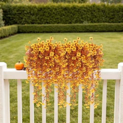 RECUTMS Fake Hanging Flowers 3Pcs Fall Flowers Artificial Outdoor - Image 3