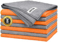 FIXSMITH Microfiber Cleaning Cloth -Pack of 8, Highly Absorbent Cleaning Rags(Grey&Orange), 16"X12" All Purpose Cleaning Towels for Housekeeping, Kitchen, Car, Reusable Microfiber Towels by FIXSMITH