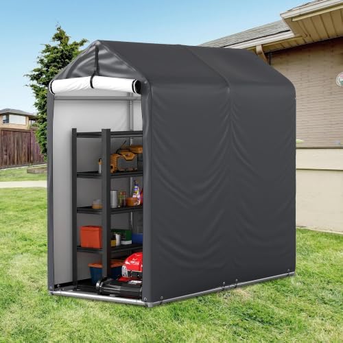 3x6 Ft Outdoor Storage Shelter, Heavy Duty Waterproof Portable Shed with Roll-up Zipper Door and Ventilated Windows for Motorcycle, Bike, Tools Gray - Image 2