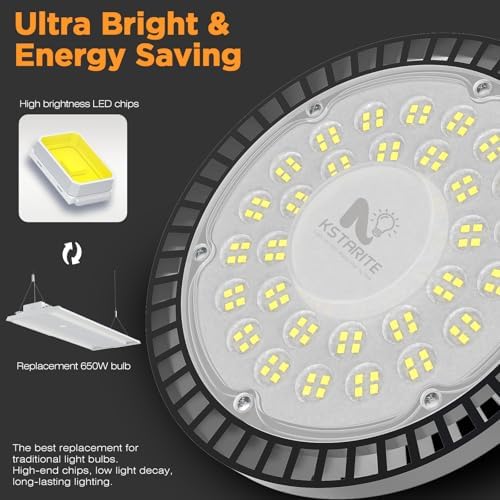 160W UFO High Bay LED Shop Lights, 6 Pack 25000LM Garage Lights - Image 3