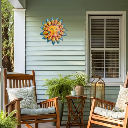 Daogtc Metal Sun Flower Wall Decor,12.87 inches Sun Wall Art Hanging Decoration for Indoor and Outdoor, Garden Farmhouse Yard Patio Fence Living Room Bedroom Decor - Image 5
