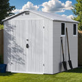 Greesum 6x8FT Plastic Outdoor Storage Shed with Floor, Light Gray by BuynowfromGreesum