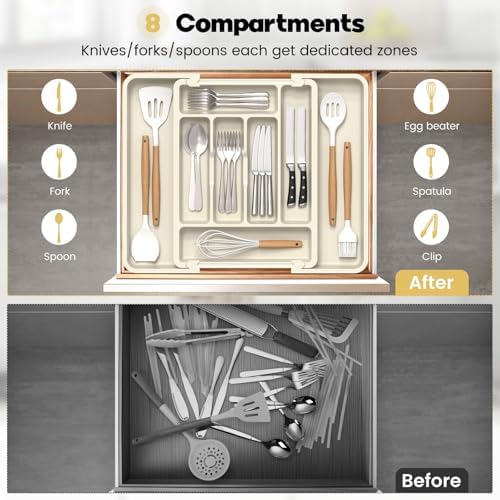 Caperci Large Silverware Organizer Tray for Kitchen Drawer Utensils Thicker - Image 5