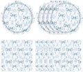 Blue Floral Plates,40pcs Blue Bow Disposable Paper Plates and Napkins Set includes Scalloped Blue White Floral Paper Plate & Napkins for Bridal Shower, Tea Party, Wedding & Birthday by Actoridae