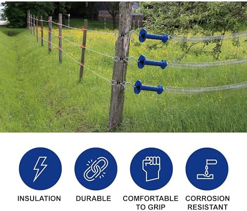 15 Pack Electric Fence Insulated Plastic gate Handle with Internal Spring and Double Ring end, Blue，for Electric Fence Gate Livestock Fence Agricultural Fencing and Pasture - Image 5