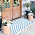 Light Blue White Striped Rug -2.3'x3.6' Front Door Rugs Outdoor, Small Washable Area Rug for Front Porch, Spring Summer Welcome Mats Outdoor Indoor, Doormat for Entryway Porch Entrance by BUAGETUP