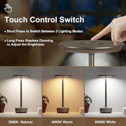 1 Pack Cordless Table Lamps Rechargeable, 5000mAh LED Table Light - Image 2