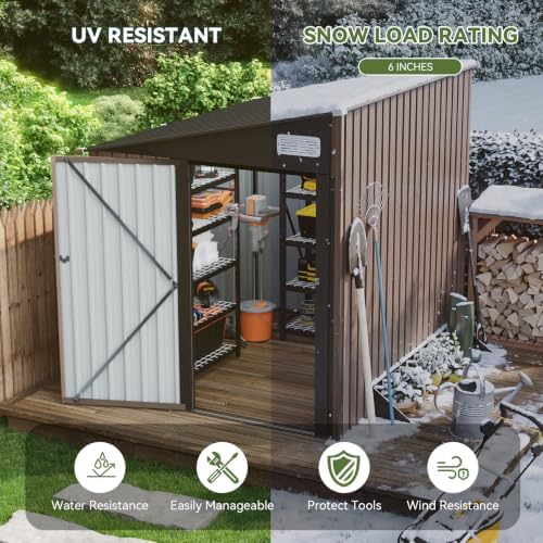 Aoxun 6x8 FT Lean-to Metal Storage Shed,Sloped Roof Outdoor Garden Cabinet - Image 5