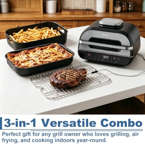 Cooking Pot & Combo Crisper Basket Replacement for Ninja Foodi FG551/DG551/DG651 Smart XL Indoor Grill, Non-Stick Grill Basket, Griddle Pan w/Stainless Steel Air Fryer Rack for Ninja Foodi Accessories - Image 7