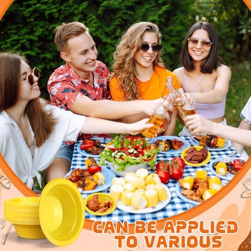 24 Pack 12 oz Disposable Plastic Bowls Dessert, Ice Cream, Salad, Soup Serving Cups for Party, Picnic, Food Snacks (Yellow) - Image 4