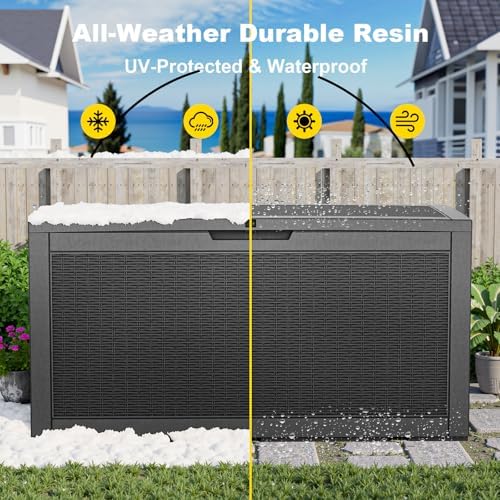 Deck Box 170 Gal Waterproof Outdoor Storage Patio Organizer Black - Image 5