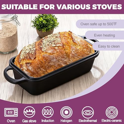 11x5 Inch Cast Iron Loaf Pan with Lid, Sourdough Pan - Image 3