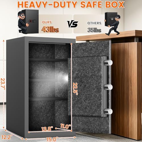 5.0Cub Large Fireproof Safe, 35Min Real Fire Protection, 23.7"Tall Safe Box - Image 2
