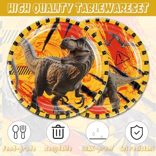40Pcs Dinosaur Birthday Party Decorations Dino World Dinosaur Plates and Napkins for Boys Dinosaur Birthday Baby Shower Birthday, Suitable for 20 Guests - Image 3