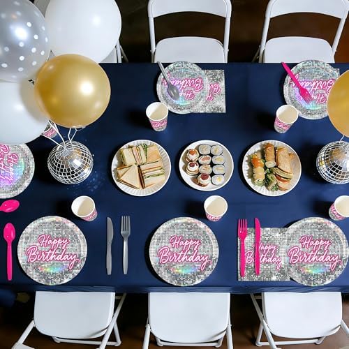 168 Pcs Hot Pink Disco Theme Party Decorations Serves 24 - Image 6