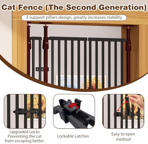 Extra Tall Cat Gate 74.8"-90.5" Height Adjustable Pressure Mounted - Image 5