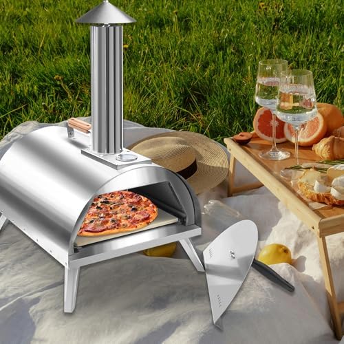 12" Wood Pellets Pizza oven with Thermometer – Portable Wood Fired Pizza stove, Stainless Steel, Quick Heat-Up, 12" Pizza Stone for Camping and Outdoor Cooking, Great Gift for Camping Enthusiasts - Image 7