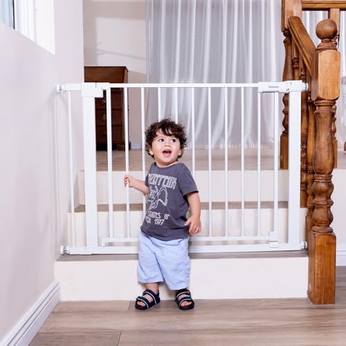 Babelio Baby Gate for Stairs No Drilling, 41-46" Wide Dog Gate with Door by BABELIO
