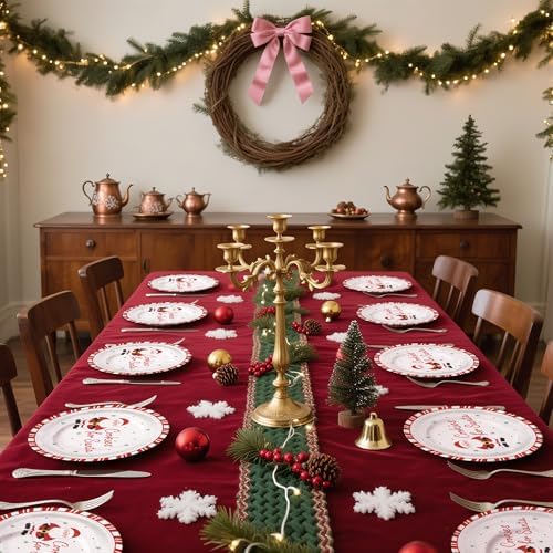 WRAPAHOLIC 25Pcs Christmas Paper Plates - 9 Inch Cookies for Santa Disposable Plates Decorative Dinner Plates for Christmas Party Tableware Supplies Table Decor - Image 5