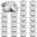 Ziliny 24 Pcs Disposable Aluminum Pot with Lid Round Foil Pans Disposable Cookware Food Container for Vacation Trips Camping Baking Heating Cooking (74.4 oz) by Ziliny