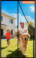 METAONLY Magnetic Screen Door Mesh, Works for Patio, Sliding Door, Keeps Bug Mosquito Out, Fresh Air Flow, Fits 36" x 80" Door - Curtain Size 38" x 82", Black with Stay-Open Straps by Giveyouthebestexperience