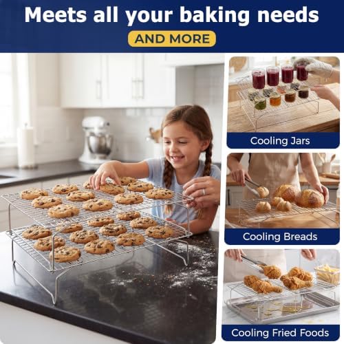 E-far Cooling Rack 15”x10”, 4-Tier Collapsible for Cooking and Baking - Image 6