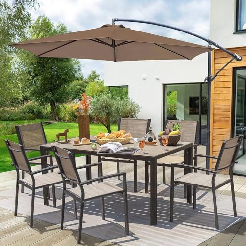 Homall 7 Pieces Patio Dining Set, Metal Outdoor Dining Set for 6, Brown - Image 5