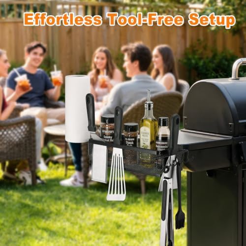 Griddle Caddy Side Shelf Organizer Grill Tool Holder (Black) - Image 6